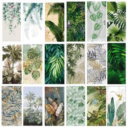 Andere decoratieve stickers 3D Green Palm Leaf Deur Sticker Zelfklevend P O Wallpaper voor slaapkamer ingang Poster Poster Meubels Sticker Home Design Cover 230508