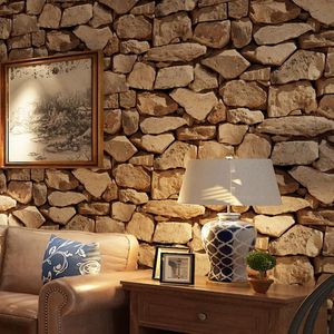 Other Decorative Stickers 3D Print Stone Effect Wallpaper Retro Industrial Style Faux Stone pvc Wall Paper For Living Room Bedroom Sold By Roll10M 230414