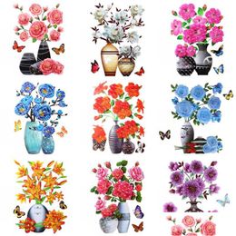 Overige Decoratieve Stickers 3D Stereo Muur Simatie Bloemenvaas Zelfklevende Esthetische Romantische Muurschildering Voor Huis Kamer Deur Koelkast Deca Dhzo6