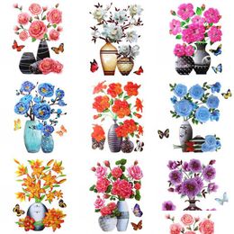 Overige decoratieve stickers 3D stereo muurstickers simulatie bloemenvaas zelfklevend esthetische romantische muurschildering voor huis kamerdeur Frid Dhr9L