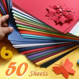 Overige Decoratieve Stickers 50 Vellen Kleur Hard Karton Dik Handgeschept Papier Gekleurd A4 Snijden Studenten Diy Maken 230907