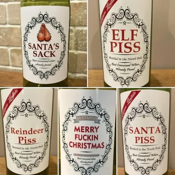 Autres autocollants décoratifs 5 feuilles Pack Noël drôle nouveauté étiquettes de bouteille blague heureusement étiquette de vin pour personnalisé 231101