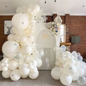 Autres autocollants décoratifs 94pcs kit de guirlande d'arche de ballon blanc pur mat avec ballons en latex transparents pour mariage enfants anniversaire décorations de douche de bébé 230110