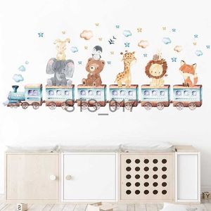 Andere decoratieve stickers Babykamer Muurstickers Cartoon Dier Trein Olifant Giraffe Muurstickers voor Kinderkamer Kinderkamer Slaapkamer Decals Wallpapper x0712