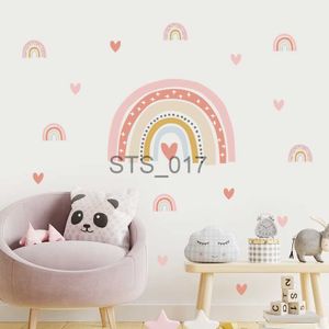 Otras pegatinas decorativas Boho Pink Sweet Rainbow Hearts Wall Decals Nursery Girls Boys Dormitorio Decoración Art Sticker Mural Posters Baby Room Decoración del hogar x0712