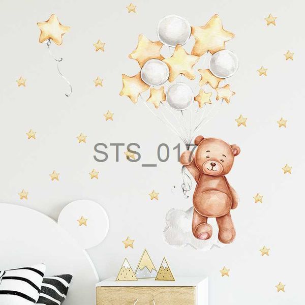 Autres autocollants décoratifs dessin animé ours ballon étoiles Stickers muraux pour chambre d'enfant enfant chambre d'enfant décoration salon chambre Stickers muraux enfants autocollants x0712