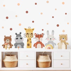 Andere decoratieve stickers cartoon schattige giraffe beer dieren stippen muursticker kinderkamer vinyl kinderkamer kunst aan de muur stickers voor baby kinderkamer woondecoratie x0712