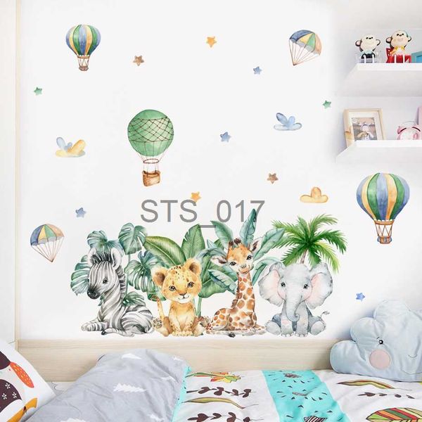 Autres autocollants décoratifs dessin animé mignon forêt tropicale Animal éléphant girafe ballon aquarelle autocollant mural vinyle pépinière Art décalcomanie pour chambre d'enfant décor à la maison x0712