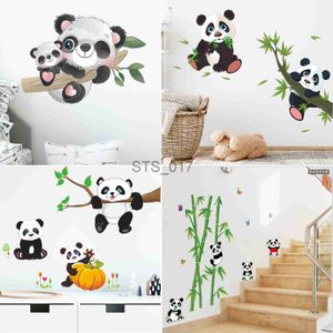 Andere decoratieve stickers cartoon panda bamboe boomtak muurstickers muurschildering kinderkamer sticker kinderkamer poster vinyl interieur speelplaats decoratie x0712