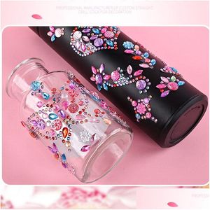 Autres autocollants décoratifs Colorf Thermos Cup Boîte à cosmétiques Étui de téléphone portable Papeterie Décoration Strass Autocollant personnalisable 12PC DH39V