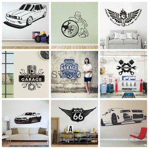 Andere decoratieve stickers Exquisite Garage Repair Car Wall Sticker Modern Fashion Vinyl Stickers Auto Repair Service Tool Machine Wall Decal Shop Decor x0712