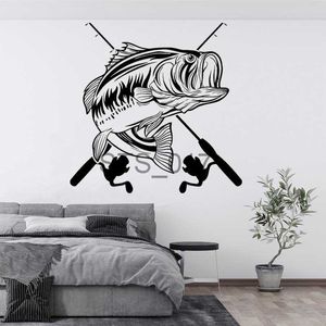 Autres autocollants décoratifs pêche autocollant mural canne à pêche rivière pêche amoureux mode de vie aventure chasse maison vacances maison décoration vinyle mur décalcomanie x0712