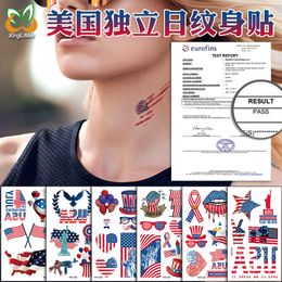 Autres autocollants décoratifs tatouages du 4 juillet pour le visage étanche décorations de sueur de sueur jetables tatouages de l'indépendance