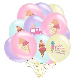 Andere decoratieve stickers Ice Cartoon Cartoon Party Party Popsicle Birthday Pull Flag Latex Balloon Cake Insert Card Summer Decoration 230105