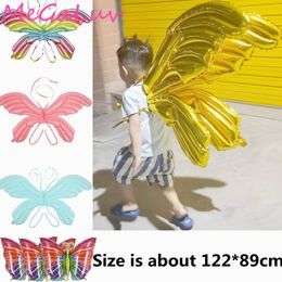 Andere decoratieve stickers Grote kinderen opblaasbaar speelgoedfolie Ballon vlindervleugels Angel Cosplay Verjaardagsfeestje Decoratie Supplies Gift 230105