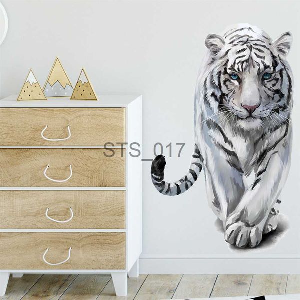 Autres Autocollants Décoratifs Gris Clair Tigre Vinyle Adhésif Stickers Muraux Animaux Papier Peint Pour Pépinière Enfants Salle De Jeux Rénovation Murale Chambre Décoration Films x0712