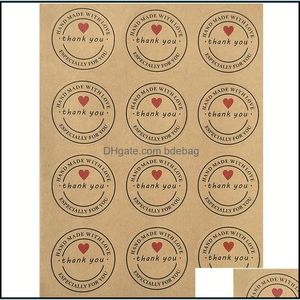 Andere decoratieve stickers Love Heart Thank You Stickers Originaliteit zelfklevende sticker handgemaakte verzegelde geschenken labelverpakking mti dhyla