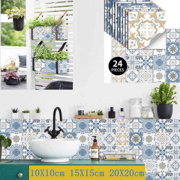 Autres autocollants décoratifs Style marocain Sticker mural Vintage Art Vinyle imperméable Peel and Stick Tile Home Decor Cuisine Salle de bains DIY Stickers 221203