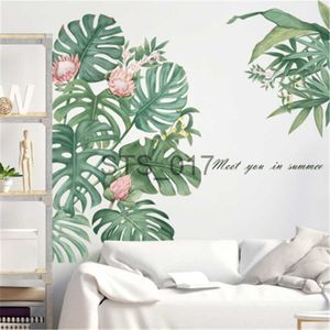 Otras pegatinas decorativas Rainforest Green Plants Monstera Wall Sticker Home Decor Living Room Nordic Tropical Palm Leaves Window Wall Decals Muursticker x0712