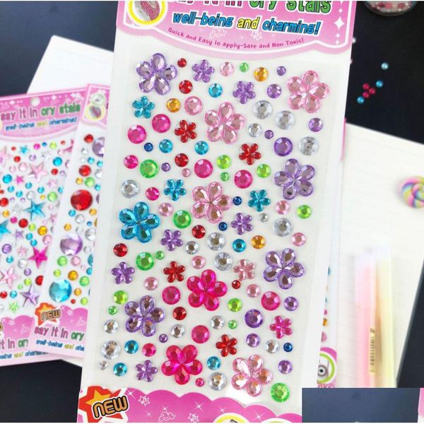 Otras pegatinas decorativas La última pegatina decorativa de diamantes Dibujos animados para niños Princesa femenina 3D Three-Nsional Love Crystal Muchos C DHGLX