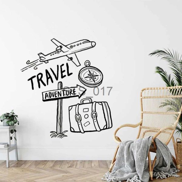 Otras pegatinas decorativas Citas de aventuras de viaje Calcomanías de pared Avión Brújula Bolsa de viaje Pegatinas Murales de vinilo para niños Niños Dormitorio Decoración Póster HJ1250 x0712