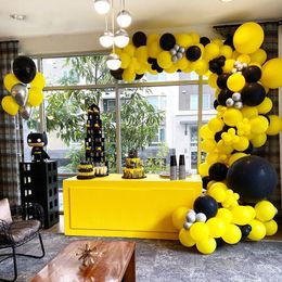 Autres autocollants décoratifs Jaune Noir Ballons Arch Kit Métal Couleur Latex Guirlande Enfants Baby Shower Fournitures Toile de fond Décor de fête de mariage 230105