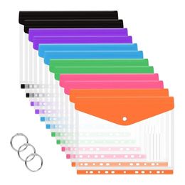 Autres accessoires de bureau 12 pcs A4 Binder Pocket Enveloppes extensibles en plastique transparent pour dossier à anneaux Bouton-pression 230926