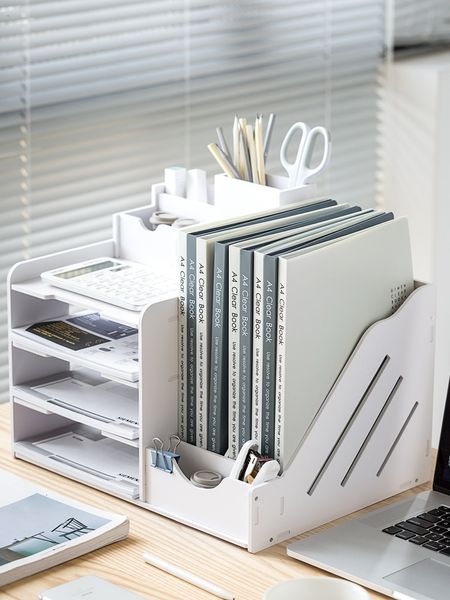 Autres accessoires de bureau 4 Couches Magazine Holder SPAPER RACK PAPELERIE BOÎTE DE Rangement Organisateur Document Fichier Fichier Home Office 230907