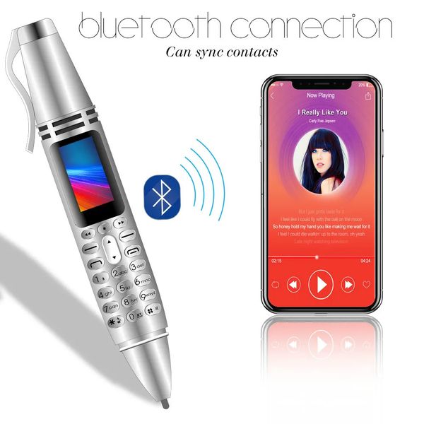 Autres accessoires de bureau Mini lampe de poche portable stylo miniature composeur Bluetooth téléphone portable double carte SIM enregistrement de téléphone portable 231027