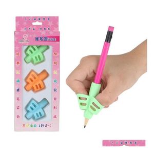 Autres accessoires de bureau Gros stylo poignées deux doigts Sile trois couleurs mélange étudiant papeterie écriture posture correcteur crayon ER L Otq1X