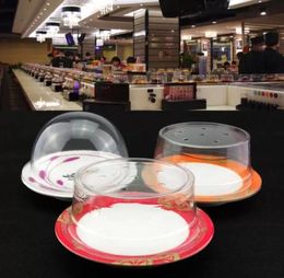 Otra vajilla 500 piezas Tapa de plástico para plato de sushi Buffet Cinta transportadora Sushis Reutilizable Platos de pastel transparente Cubierta Accesorios de restaurante