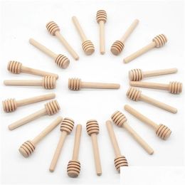 Autre vaisselle 8 cm Signateur en bois Mini miel Dipper Spoon en bois Stick Stick Café Milk Tea Kitchen Tool Drop Livrot Home Garden Dhdvh