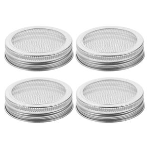 Autres vaisselle Vaisselle 4 pcs Mason Jar Sprout Couvercles Bean Sn Sprouting Wide Mouth Jars Mesh Holes Sprouts Maker Canning Kit Growing Dhuh1