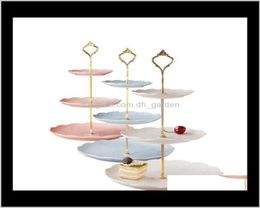 Autre Dîner Kitchen Dining Dining Bar Home Garden Drop Livrot 2021 Fashionable European Style 3 Tier Cake Plate Stand Handle Fit4899344