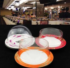 Autres vaisselle Couvercle en plastique pour sushi plat buffet bande transporteuse sushis réutilisables plats de gâteau transparents couverture accessoires de restaurant