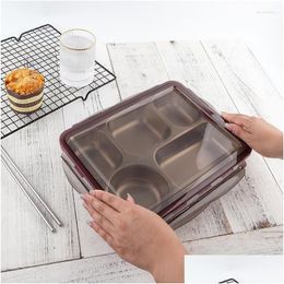Autre vaisselle en acier inoxydable Bento Boîte à lunch Réutilisable 5 compartiments Metal Meal Prep Easy Open Open Proof P lindes DR DHPHQ