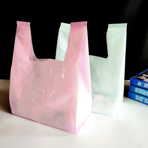 Andere plastic producten voor eenmalig gebruik 50 stks roze dikker vest plastic zak groen groot formaat kleding cadeau bakken dessert cake eten afhaalmaaltijden verpakking feesttassen 230629