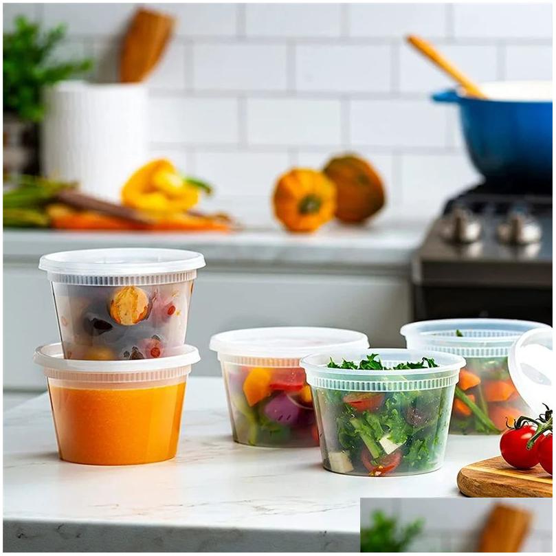 Andere wegwerpbare plastic producten Magnetrongeschikte voedselopslag Soep 32Oz plastic container met deksels voor keukenkoelkast Drop Delivery Hom Dhu3V