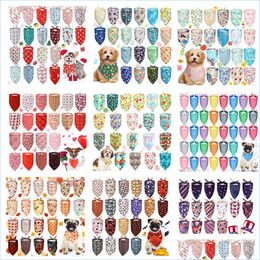 Autres fournitures pour chiens 20 packs Bandana Christmas Halloween Thanksgiving Valentin Day Holiday Bib Triangle Scharfs pour petits chiens moyens dhnje