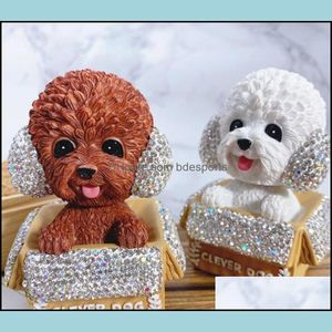 Andere hondenbenodigdheden Cardog Decoratie Diamant papieren doos Teddy Dogs Creatieve ornamenten Bruin Wit Pet Fashion Home Leuk 6078 Q2 Drop DHTBO