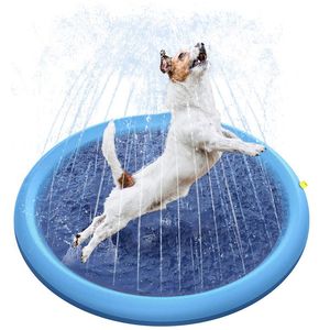 Other Dog Supplies Cat Beds Furniture 170*170cm Pet Sprinkler Pad Play Cooling Mat Swimming Pool Inflatable Water Spray Tub Summer Cool Bathtub for s 230504