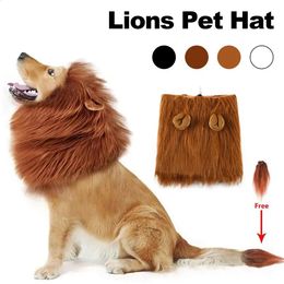 Autres fournitures pour chiens Manteau à capuche Lion Modeling Combinaison Hiver Automne Chapeau pour animaux de compagnie Perruque Chapeau Chapeau pour animaux de compagnie Cosplay Tenues Lion Mane Costume pour animaux de compagnie 231109