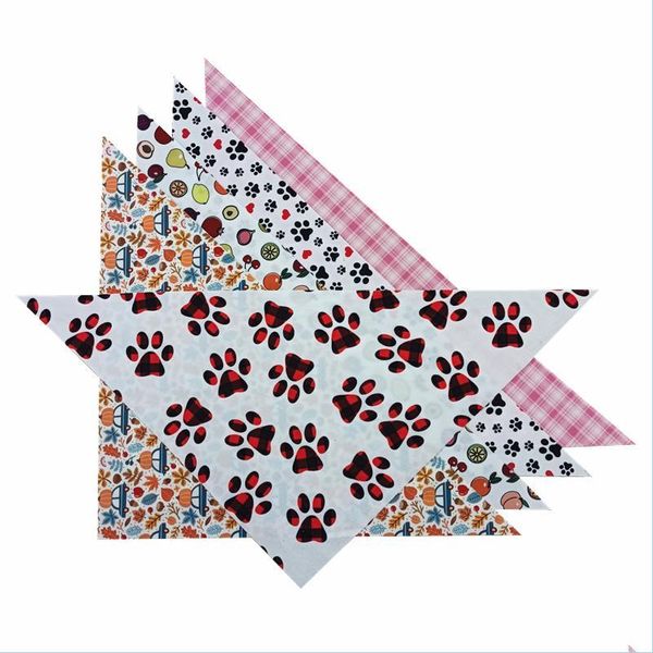 Autres fournitures pour chiens Mignon chien Bandana Fruits Plaid Paw Bonhomme de neige Animaux Écharpe Triangle Bavoirs Accessoires Bandanas pour animaux de compagnie pour petit moyen Larg Dhzyi