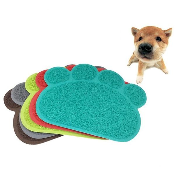 Autres Fournitures Pour Chiens Tapis Antidérapant Pour Animaux De Compagnie Facile À Nettoyer Nourriture Solide Couleur Pvc Pad Forme De Patte De Chiot Doux Napperon Chat Plat Bols Dh0977 Dhxfi