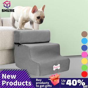 Autres fournitures pour chiens Maison Escaliers Pet 3 Marches pour Petit Chat Rampe Échelle Antidérapant Amovible S Lit 230503