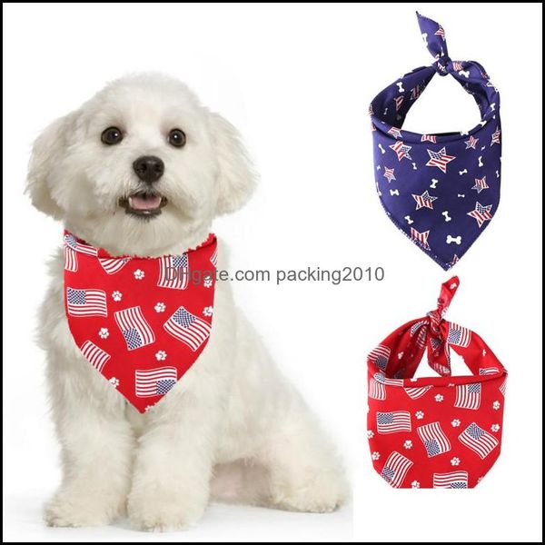 Autres fournitures pour chiens Pet Home Garden Mode Impression Triangle Serviette Chat Creative Drapeau américain Bavoir Décor Accessoires Drop Livraison 2021 Gaq