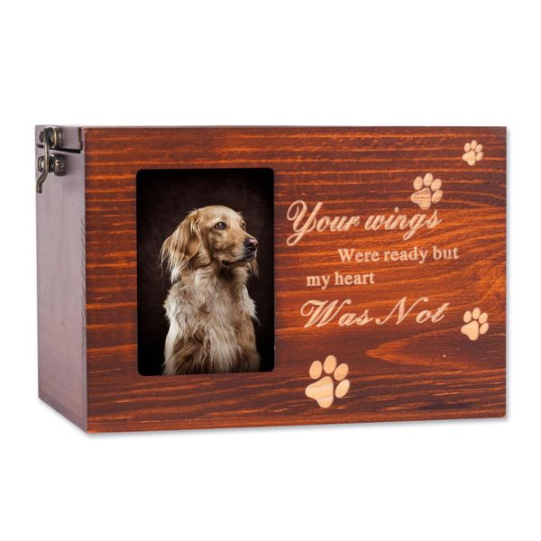 Otros suministros para perros Urnas conmemorativas para mascotas o cenizas de gato Urna de cremación funeraria personalizada de madera con marco PO Caja de memoria de recuerdo Pérdida DHI3U
