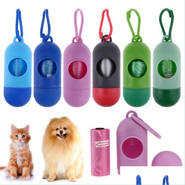 Autres fournitures pour chiens Sacs de ramassage pour animaux de compagnie Ordures portables avec boîte de rangement en forme de pilule en plastique Cat Poo Cleanup Waste Bag Cleaning Drop Deli Dhykw