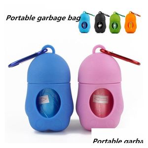 Autres fournitures pour chiens Sacs en plastique Distributeur portable pour animaux de compagnie Poubelle incluse Ramasser les déchets Merde pour jetables T2I5336