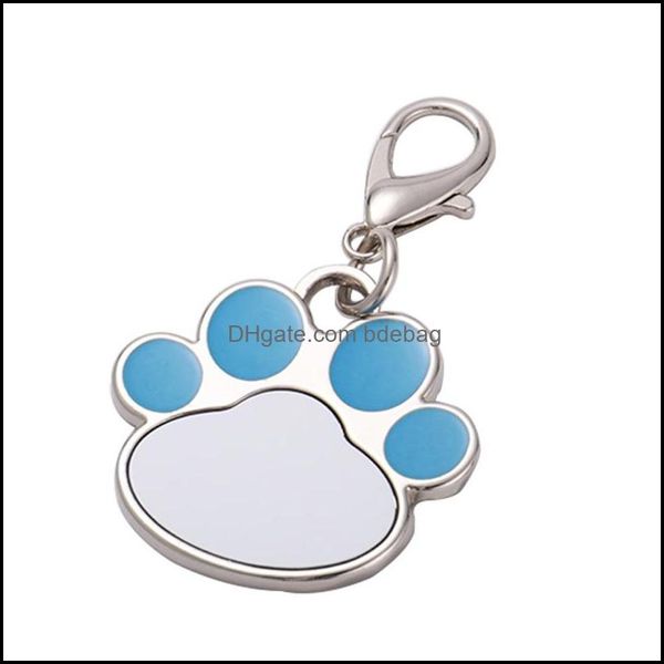 Autres fournitures pour chiens Sublimation Blank Keychain Pendentif Colliers Creative Cat Paw Forme Porte-clés Transfert de chaleur Porte-clés DIY Pet Keyri Dhtle